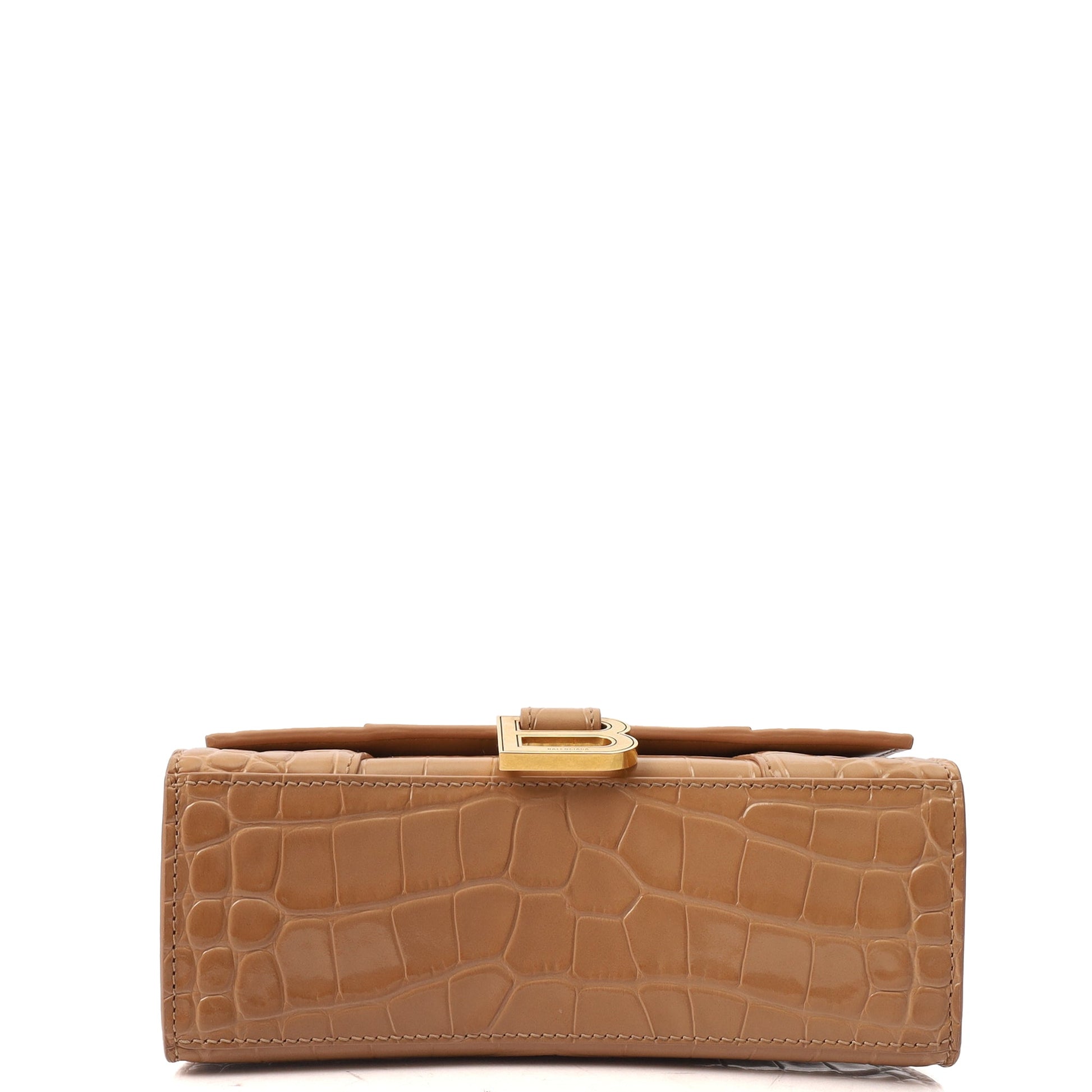 Balenciaga Mini Bag Hourglass Top Handle Small in Neutral, Exotic Effect Leather — Top View
