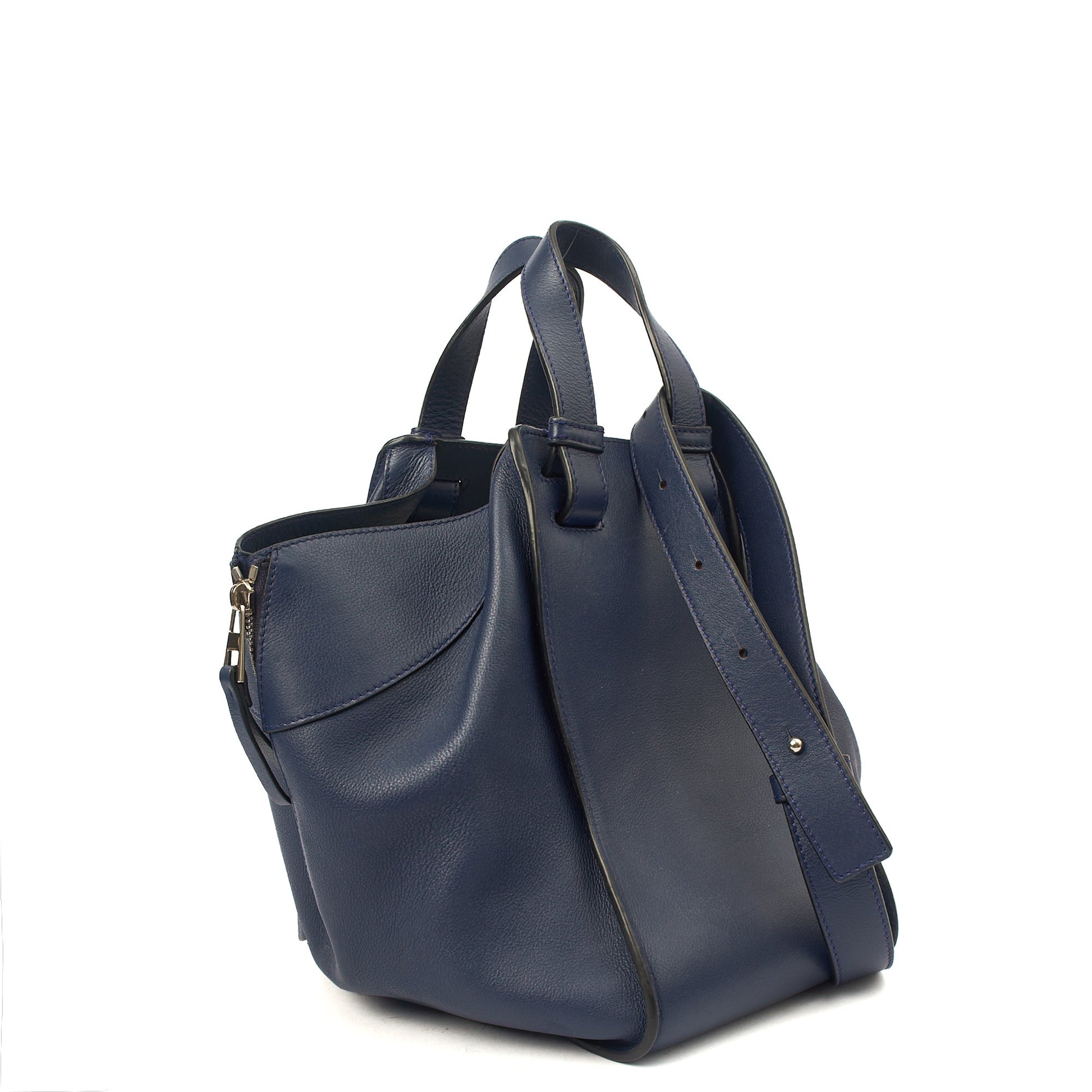 Loewe Tote Hammock - Medium in Blue, Leather — Side View