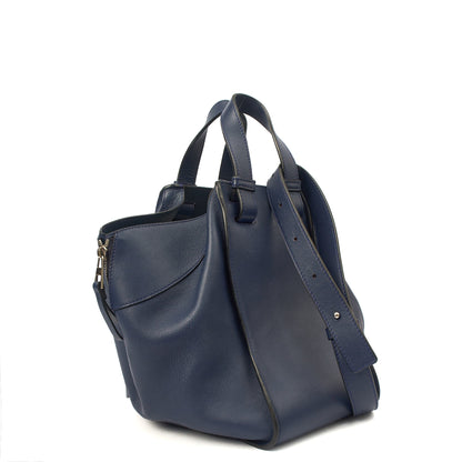 Loewe Tote Hammock - Medium in Blue, Leather — Side View