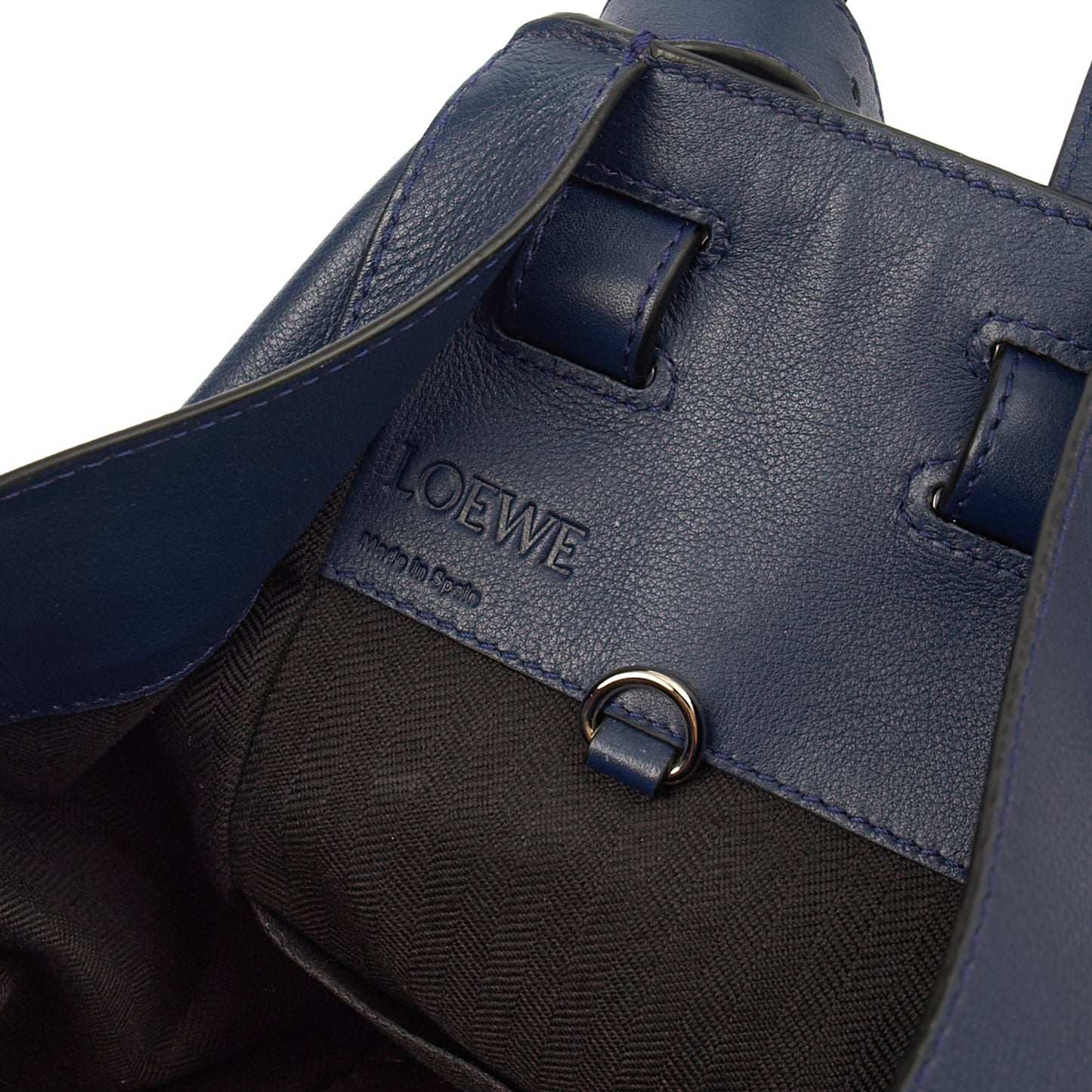Loewe Tote Hammock - Medium in Blue, Leather — Detail View