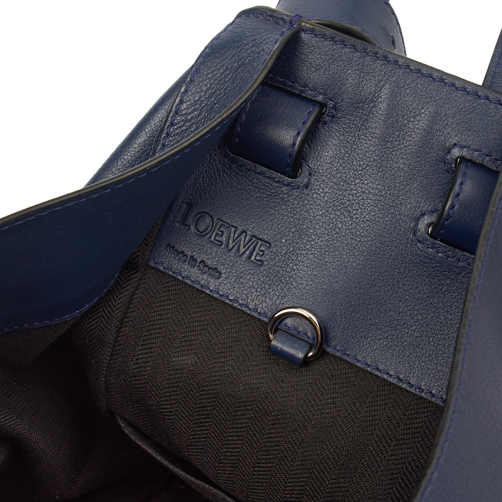Loewe Tote Hammock - Medium in Blue, Leather — Detail View