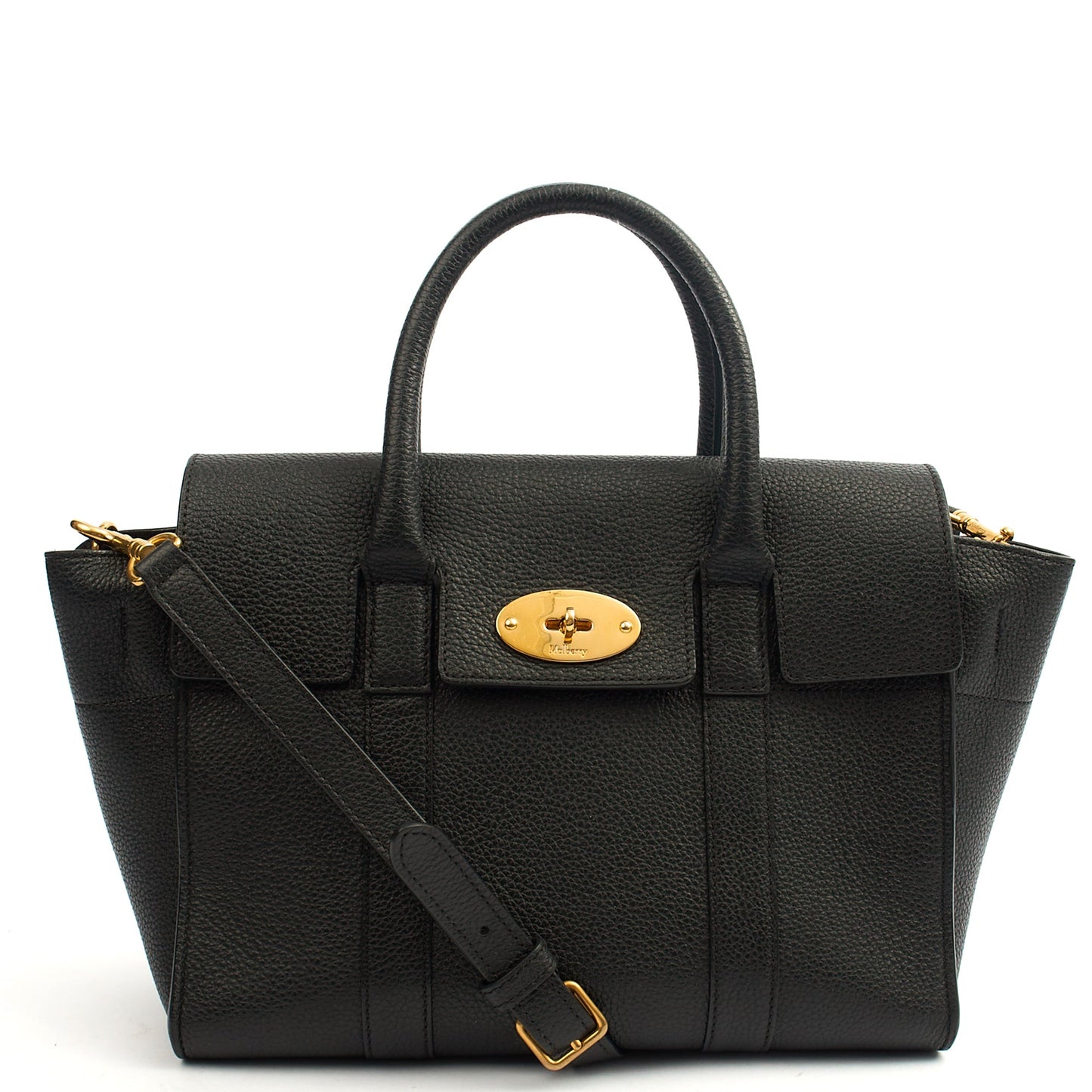 Mulberry Cross Body Bayswater with Strap in Black, Leather — Front View
