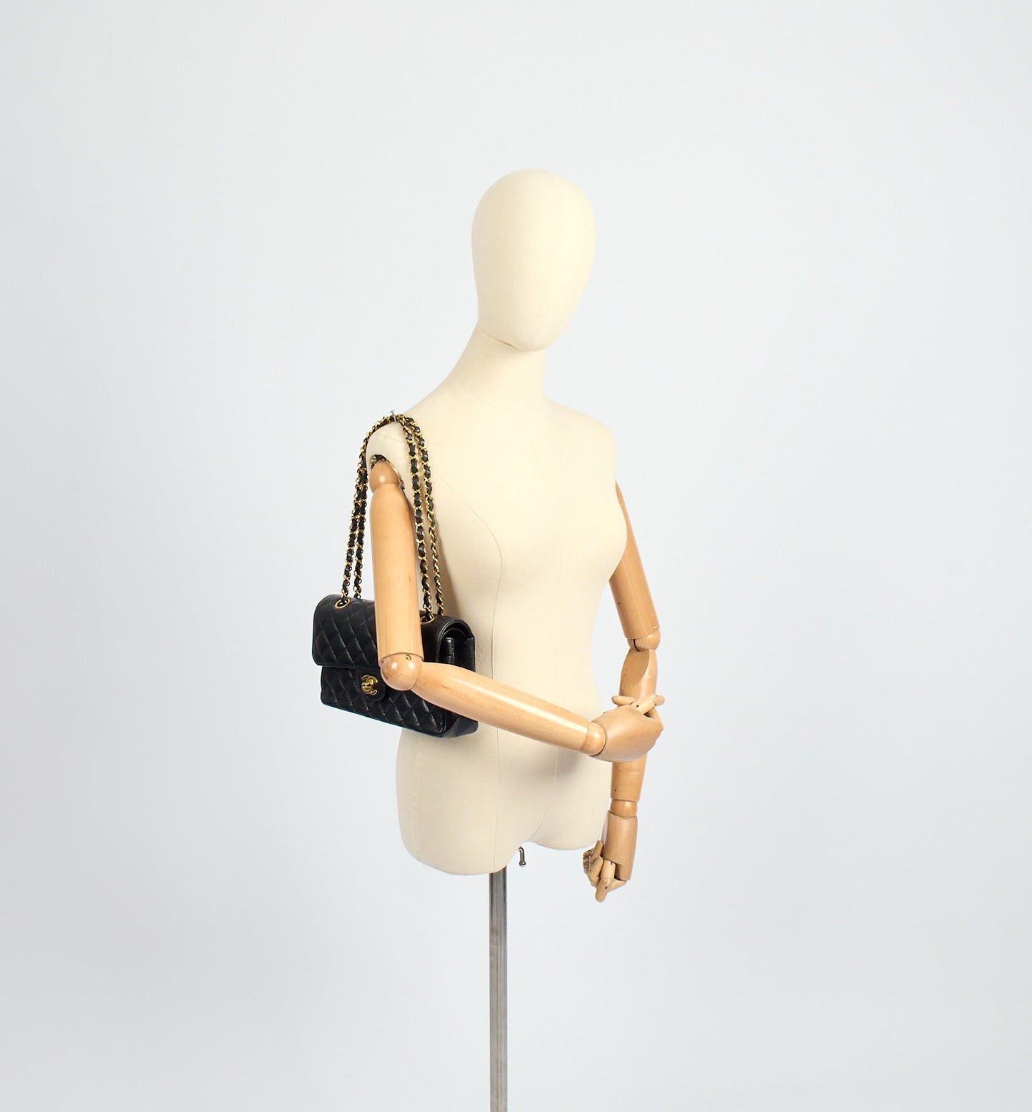 Chanel Shoulder Bag Classic Double Flap - Small in Black, Caviar Leather — Alternate View 7