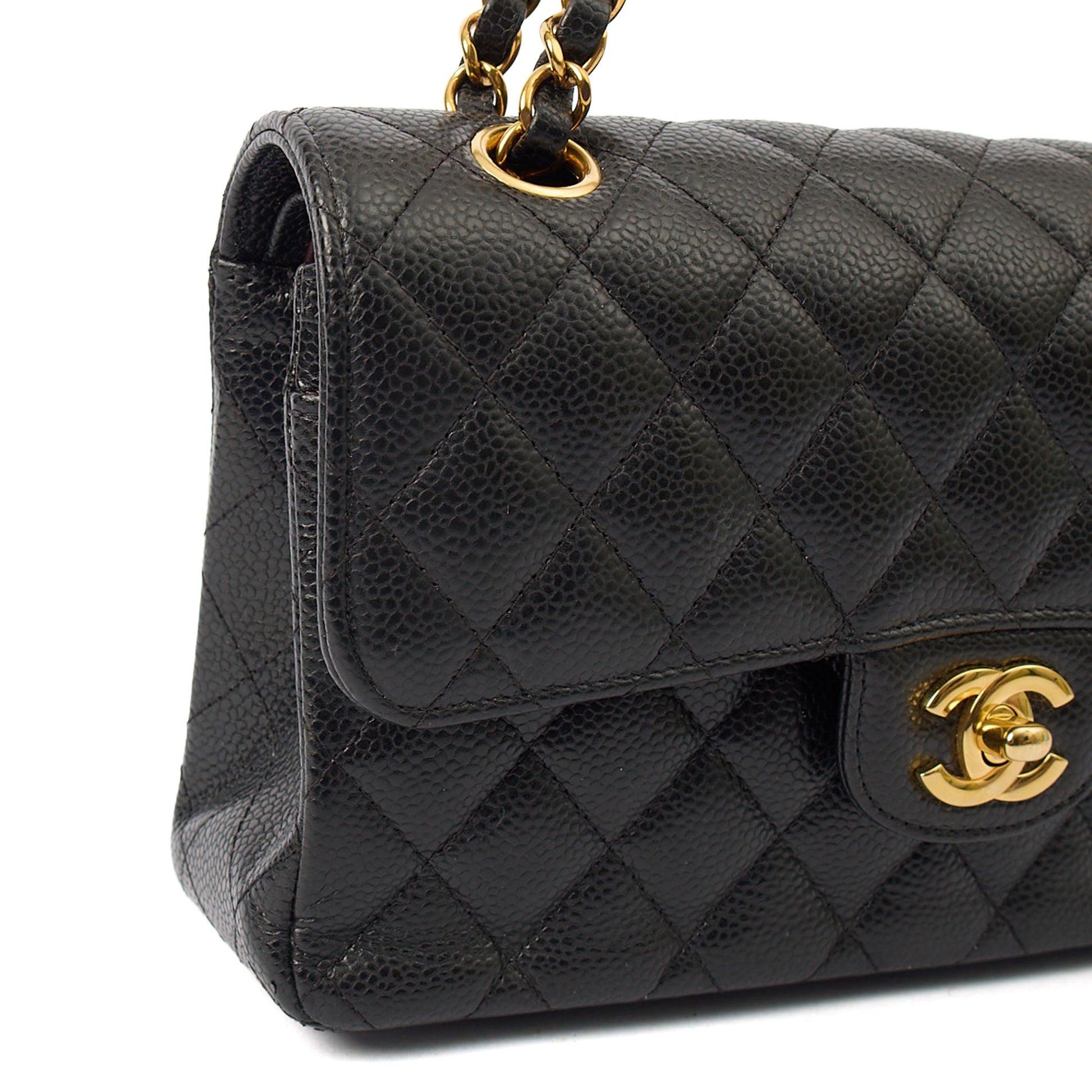 Chanel Shoulder Bag Classic Double Flap - Small in Black, Caviar Leather — Alternate View 9