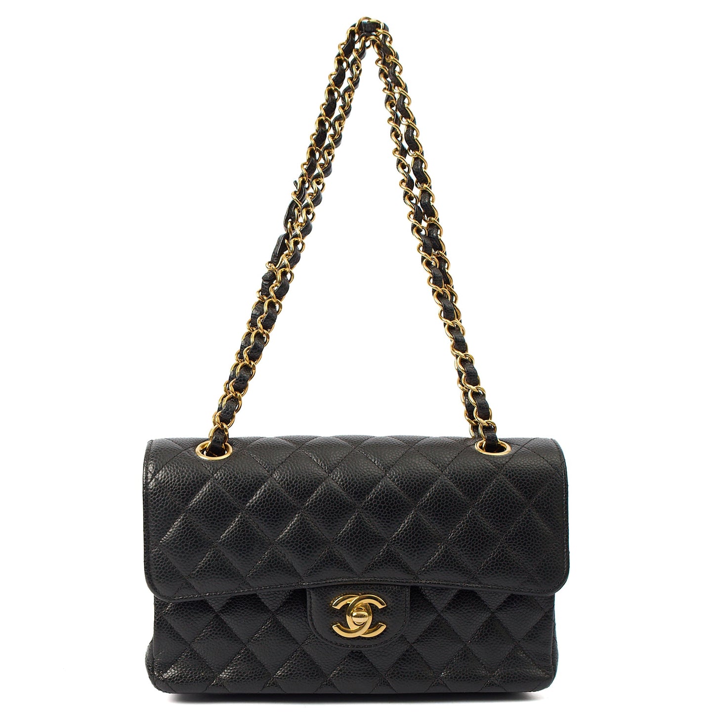 Chanel Shoulder Bag Classic Double Flap - Small in Black, Caviar Leather — Alternate View 8