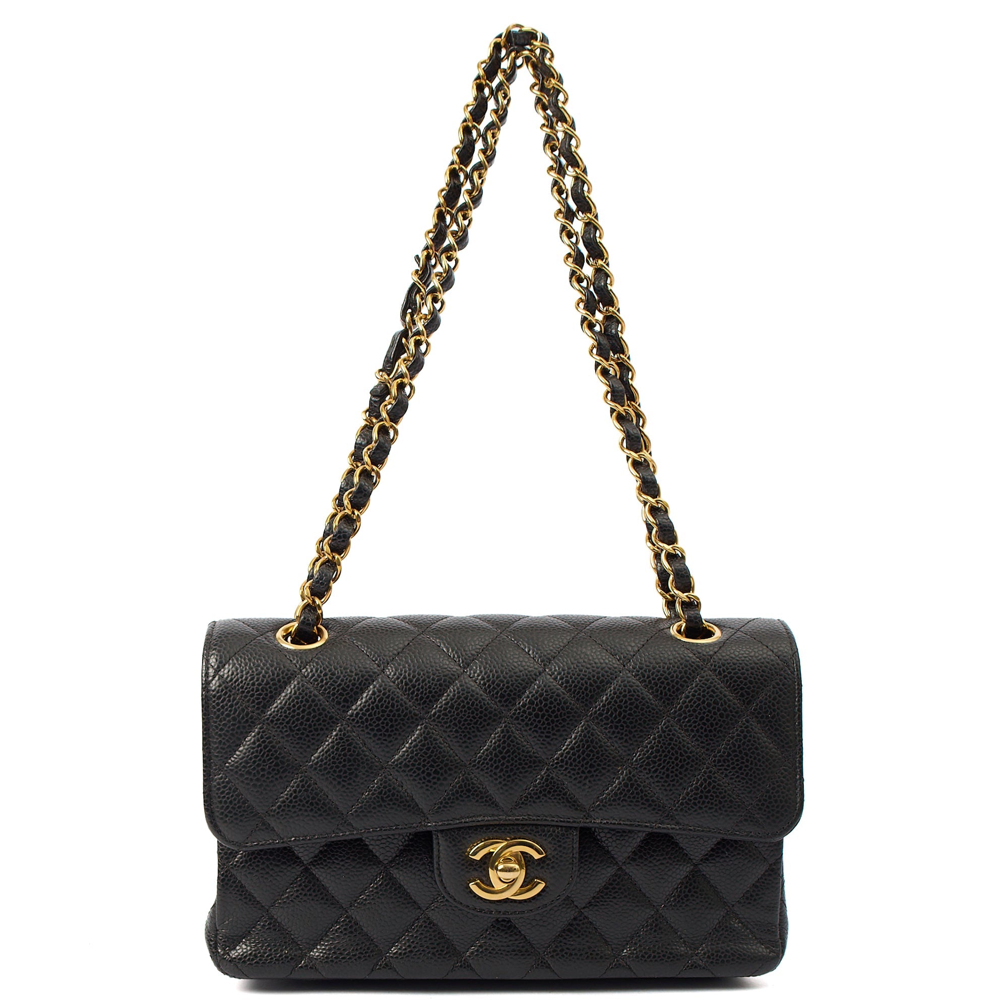Chanel Shoulder Bag Classic Double Flap - Small in Black, Caviar Leather — Alternate View 8