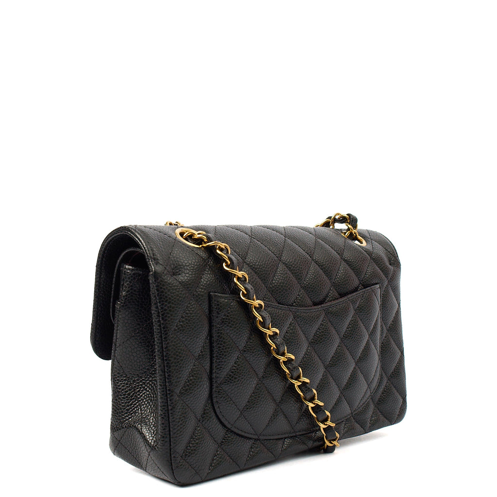 Chanel Shoulder Bag Classic Double Flap - Small in Black, Caviar Leather — Top View