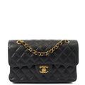 Chanel Shoulder Bag Classic Double Flap - Small in Black, Caviar Leather — Front View