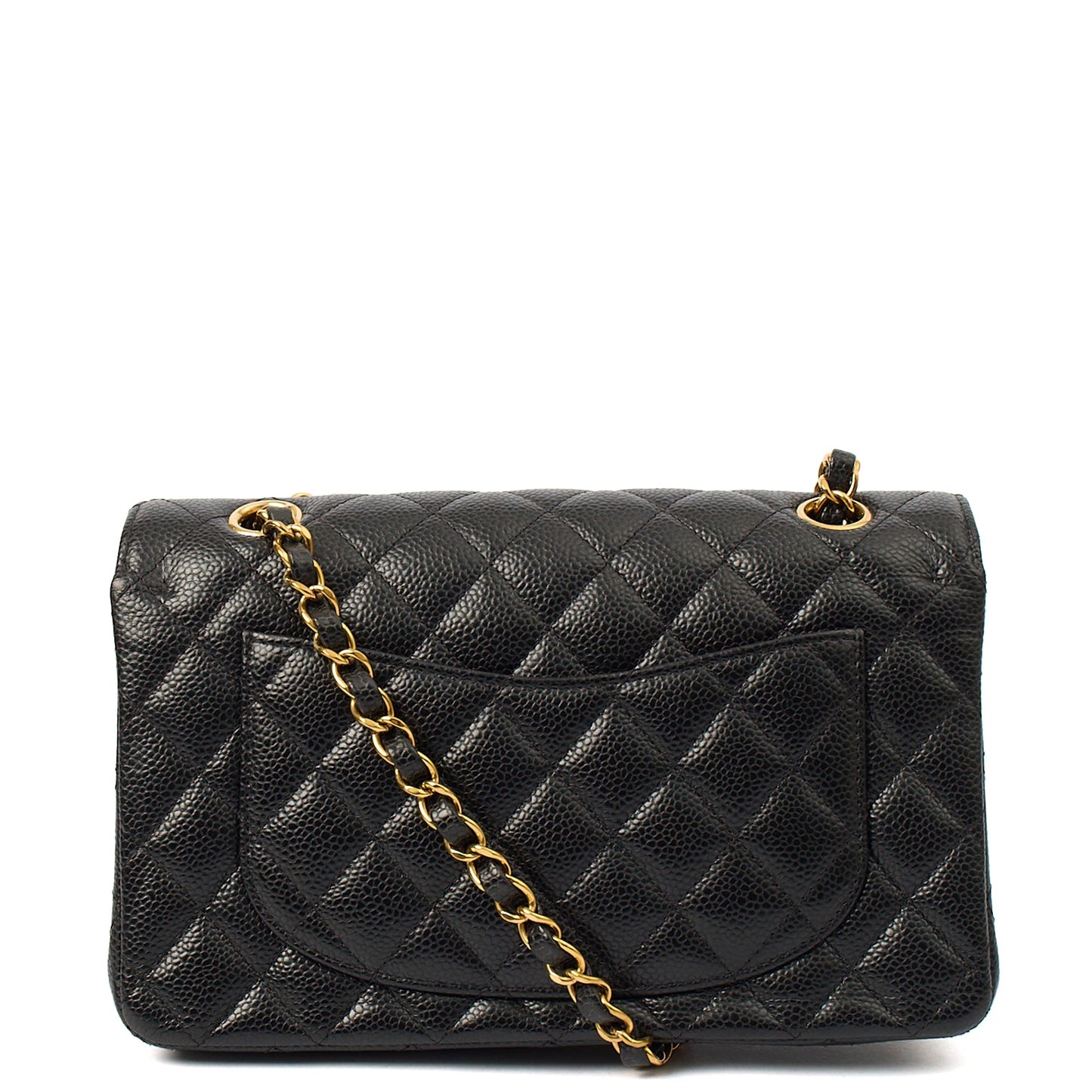 Chanel Shoulder Bag Classic Double Flap - Small in Black, Caviar Leather — Detail View