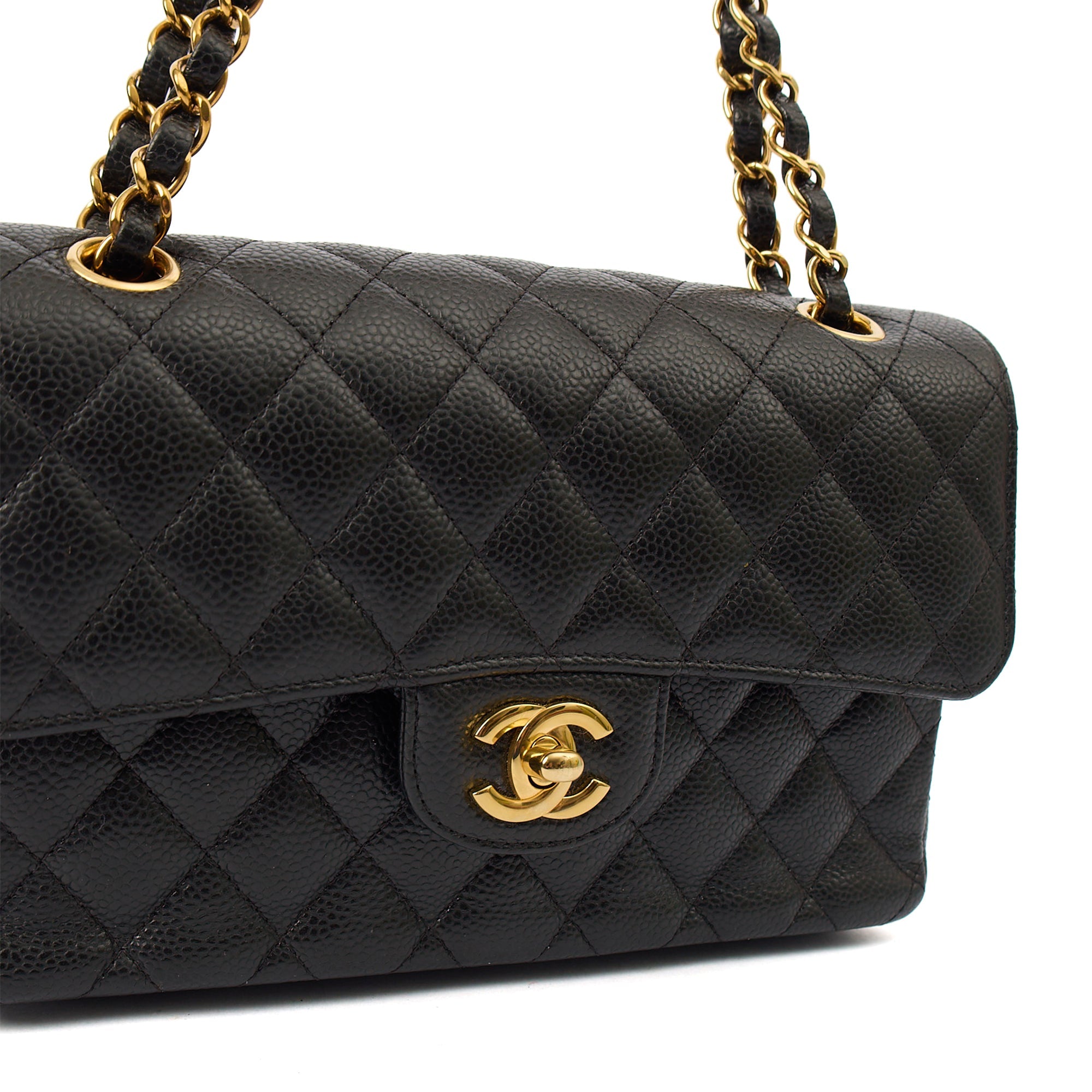 Chanel Shoulder Bag Classic Double Flap - Small in Black, Caviar Leather — Alternate View 10