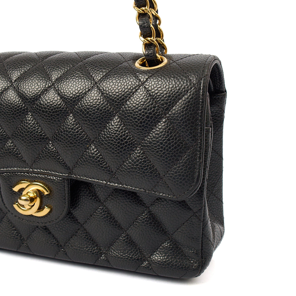 Chanel Shoulder Bag Classic Double Flap - Small in Black, Caviar Leather — Alternate View 11