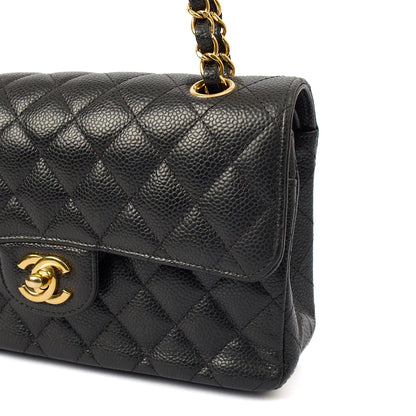 Chanel Shoulder Bag Classic Double Flap - Small in Black, Caviar Leather — Alternate View 11