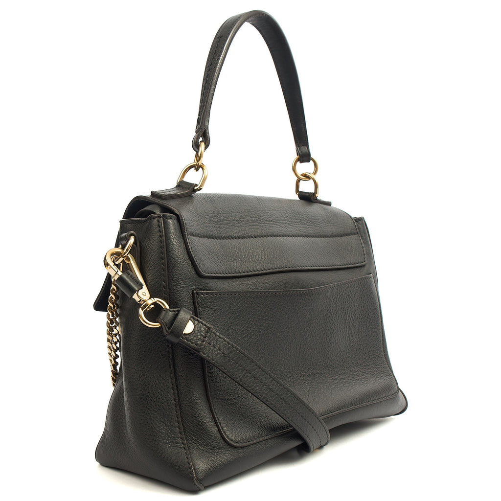 Chloe Top Handle Faye - Medium in Black, Calfskin Leather — Side View