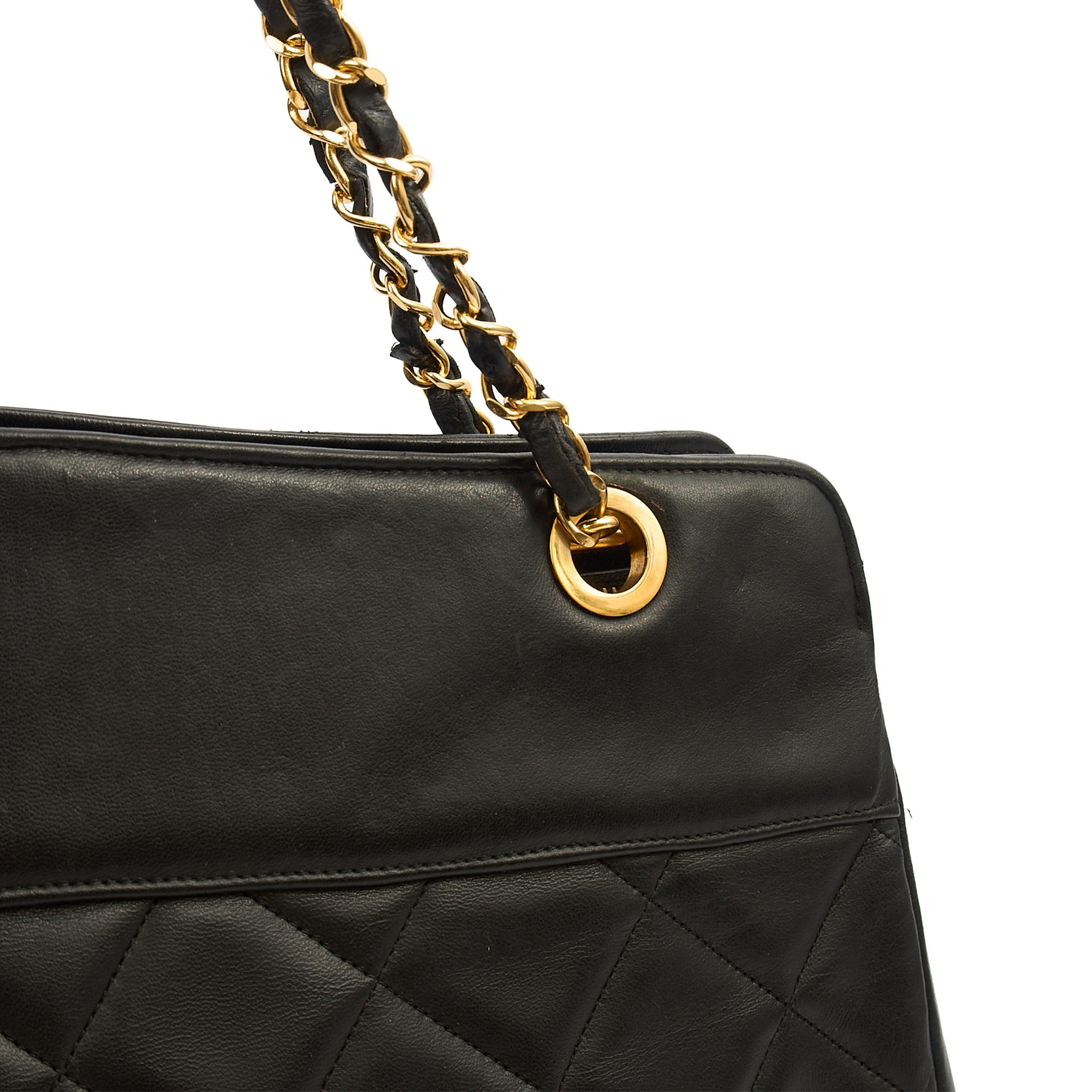 Chanel Tote Vintage Tote in Black, Leather — Lifestyle View