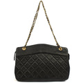 Chanel Tote Vintage Tote in Black, Leather — Front View