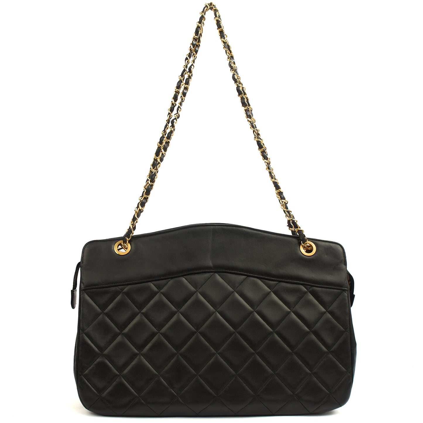 Chanel Tote Vintage Tote in Black, Leather — Front View
