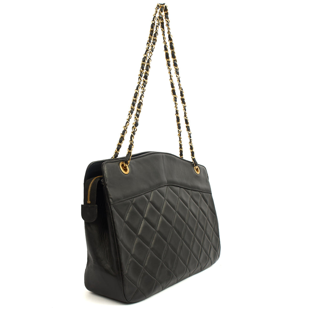 Chanel Tote Vintage Tote in Black, Leather — Alternate View 10