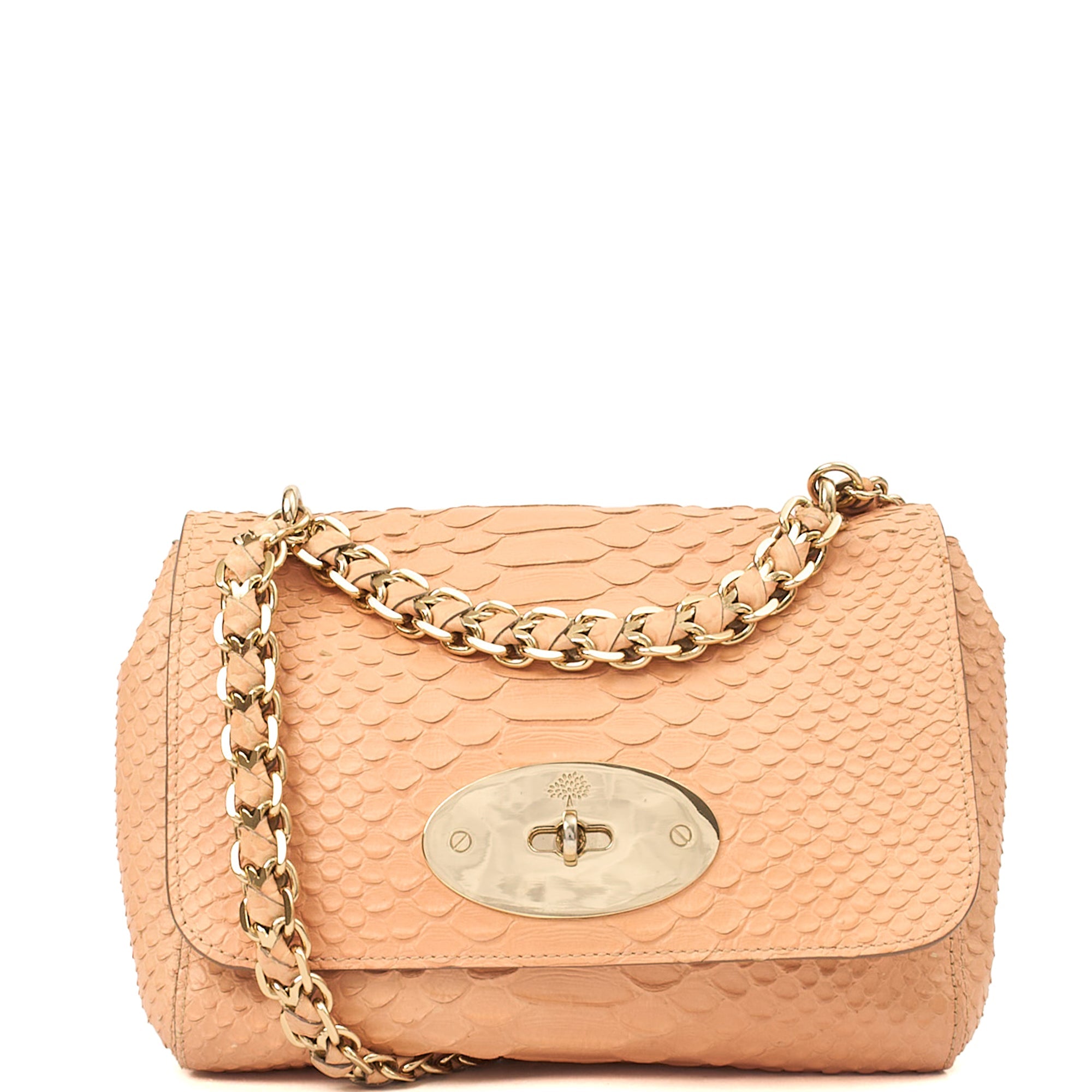 Mulberry Shoulder Bag Cecily  in Coral Orange, Exotic Effect Leather — Front View
