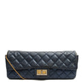 Chanel Shoulder Bag 2.55 Reissue East West Clutch in Blue, Crinkled Calfskin Leather — Front View