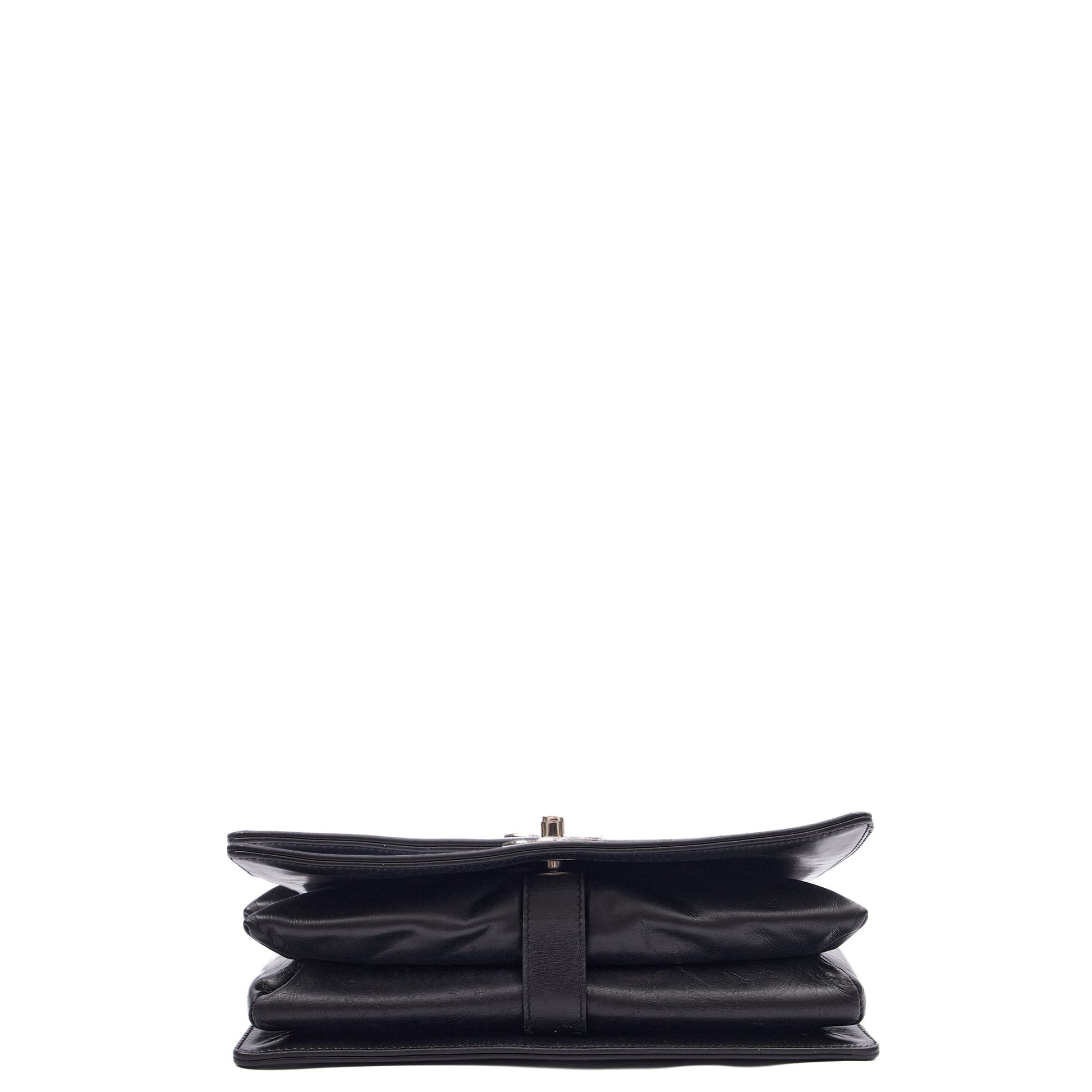 Chanel Shoulder Bag Flap Bag in Black, Calfskin Leather — Top View
