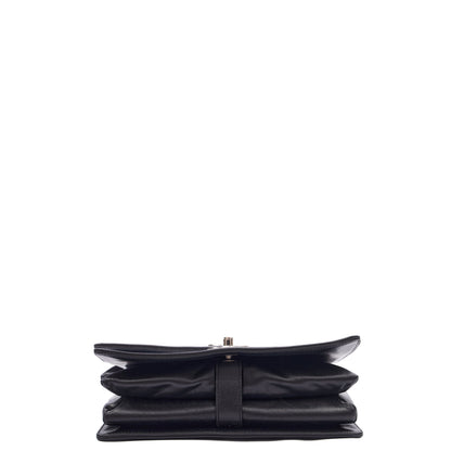 Chanel Shoulder Bag Flap Bag in Black, Calfskin Leather — Top View