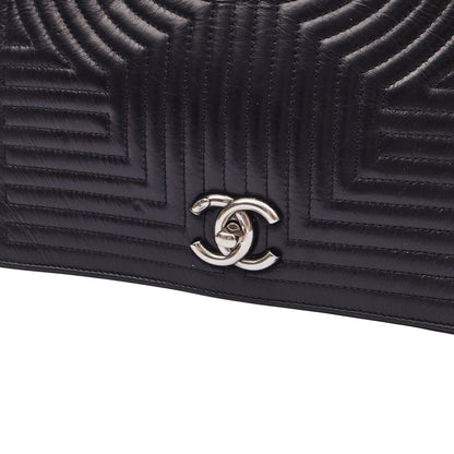 Chanel Shoulder Bag Flap Bag in Black, Calfskin Leather — Lifestyle View
