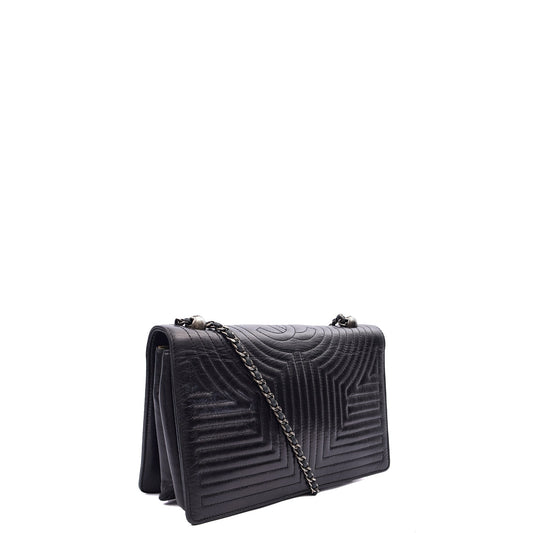 Chanel Shoulder Bag Flap Bag in Black, Calfskin Leather — Side View