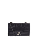 Chanel Shoulder Bag Flap Bag in Black, Calfskin Leather — Front View