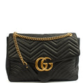 Gucci Shoulder Bag Marmont Shoulder Flap - Large in Black, Leather — Front View