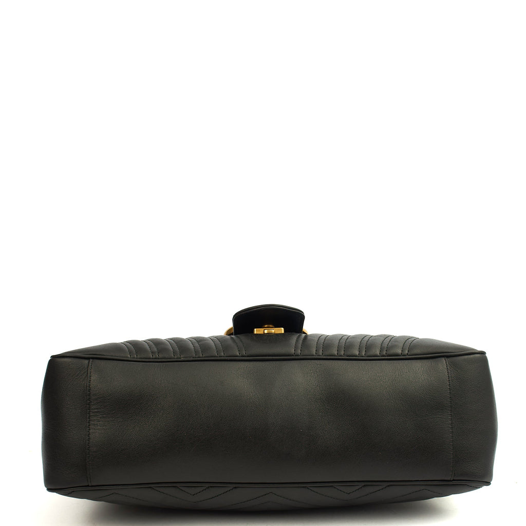 Gucci Shoulder Bag Marmont Shoulder Flap - Large in Black, Leather — Top View