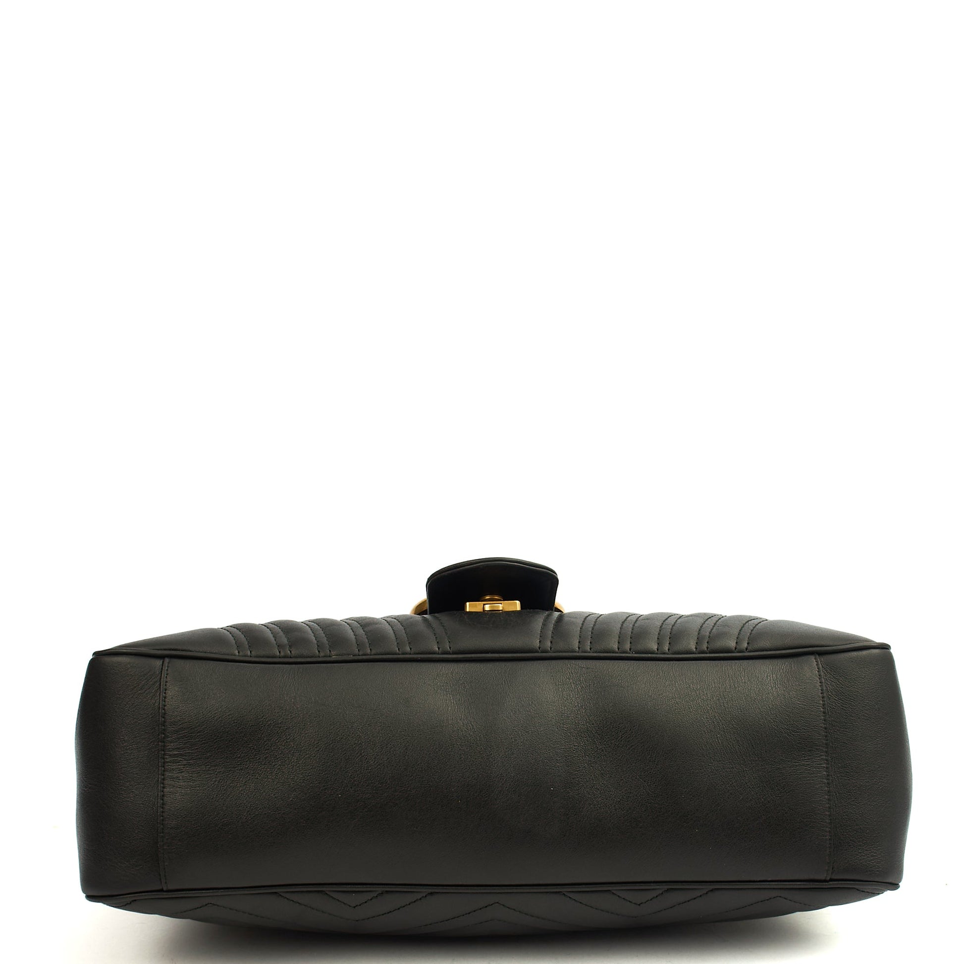 Gucci Shoulder Bag Marmont Shoulder Flap - Large in Black, Leather — Top View