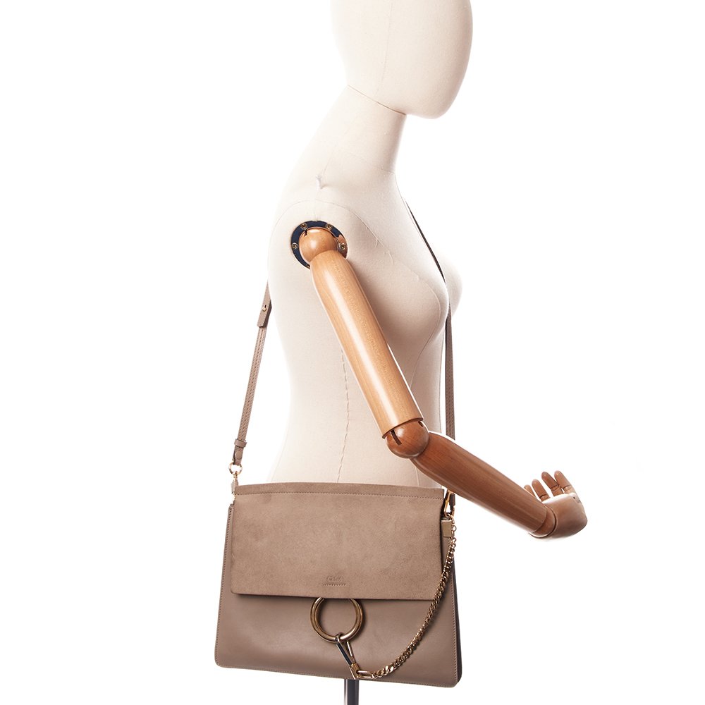 Chloe Shoulder Bag Faye Shoulder Bag in Grey, Calfskin Leather — Alternate View 14
