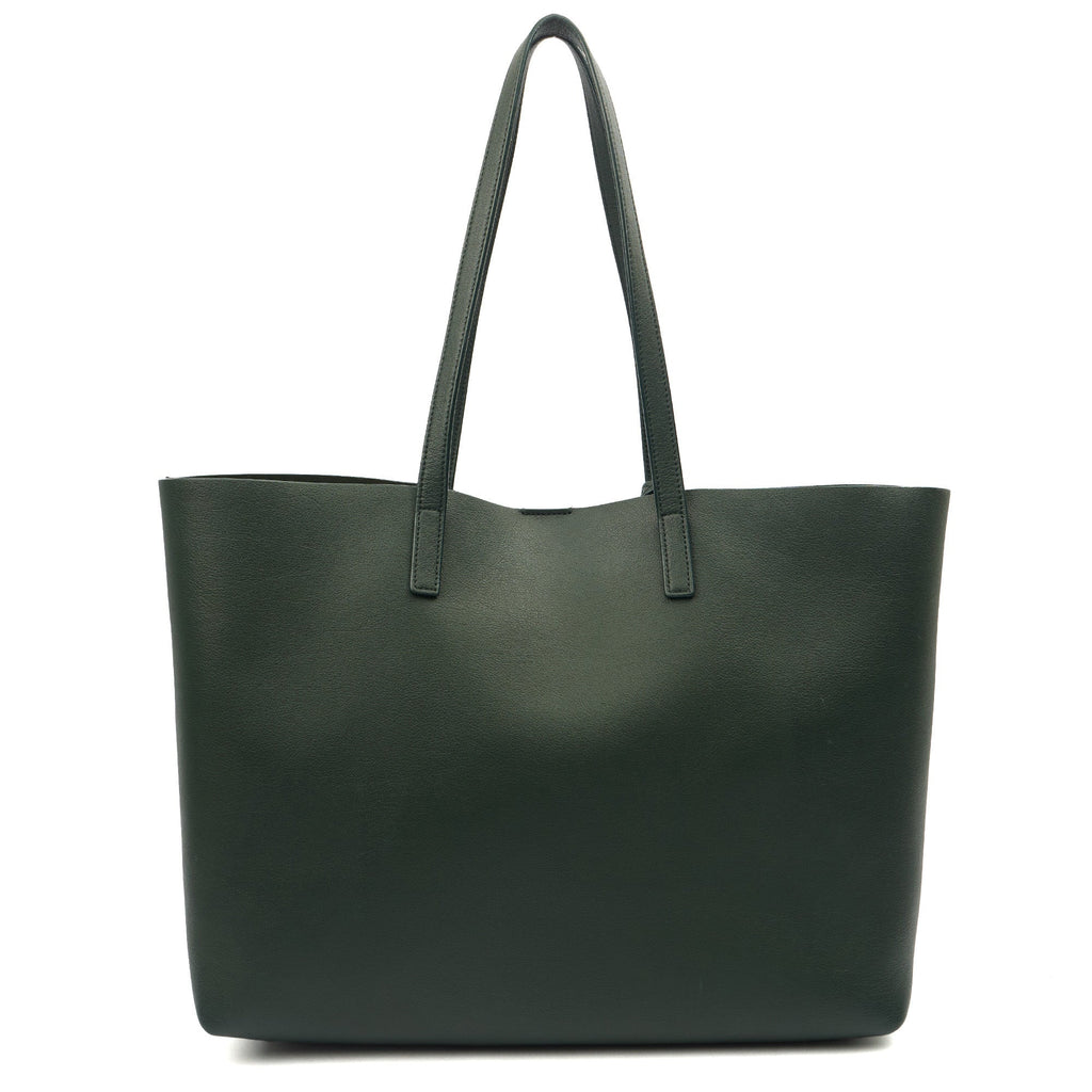 Saint Laurent Tote Shopping East West in Green, Calfskin Leather — Top View