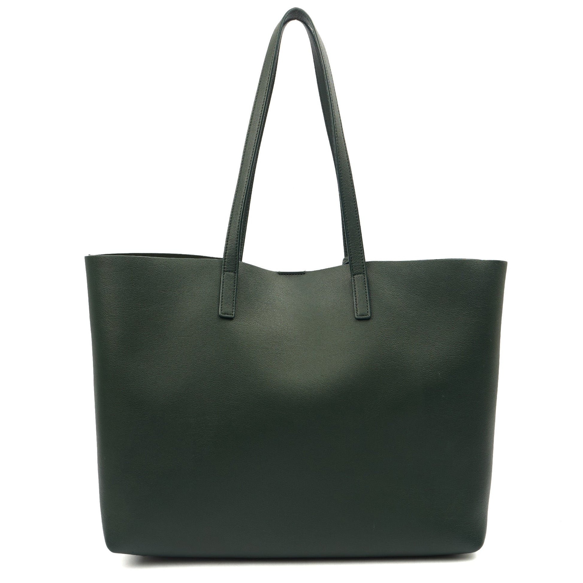 Saint Laurent Tote Shopping East West in Green, Calfskin Leather — Top View