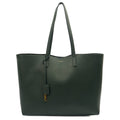 Saint Laurent Tote Shopping East West in Green, Calfskin Leather — Front View