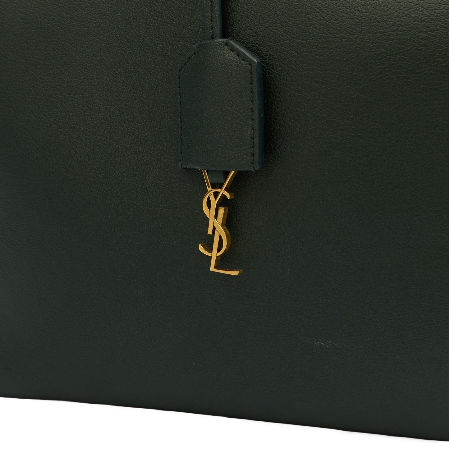 Saint Laurent Tote Shopping East West in Green, Calfskin Leather — Lifestyle View