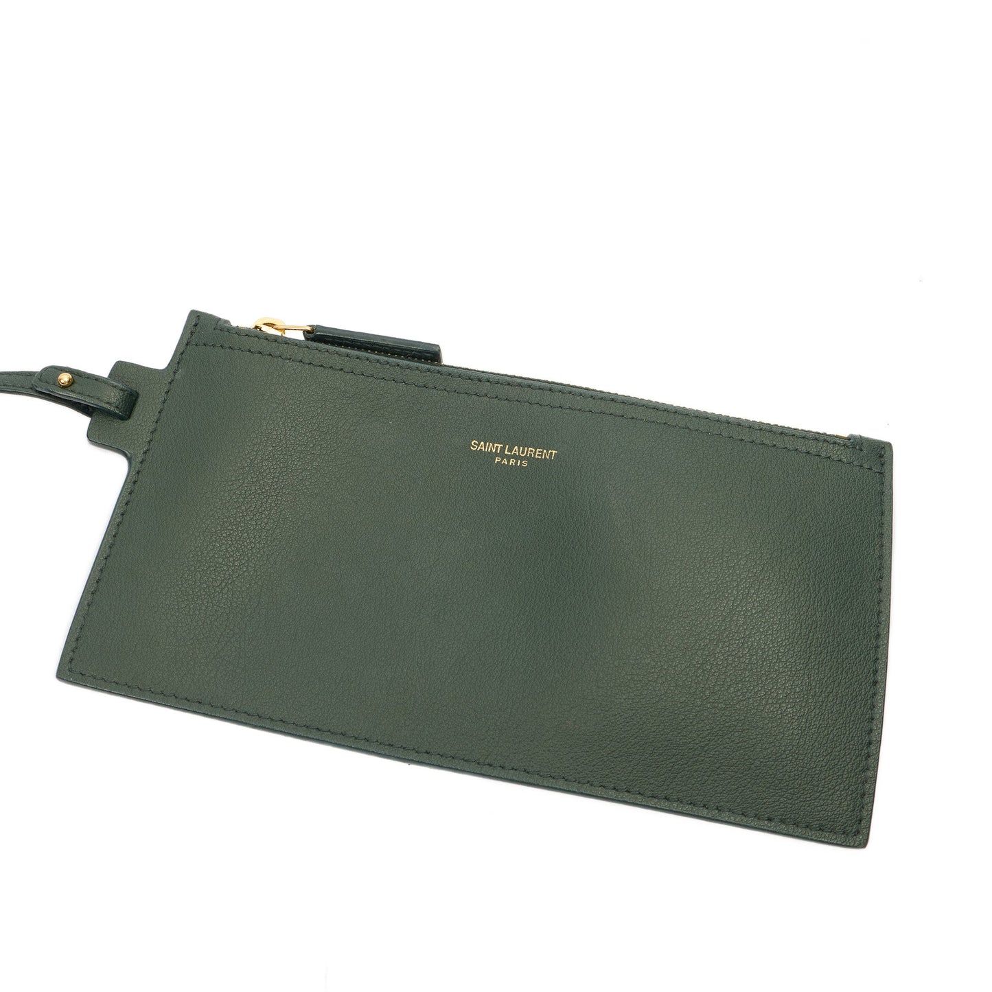 Saint Laurent Tote Shopping East West in Green, Calfskin Leather — Alternate View 7