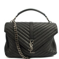 Saint Laurent Cross Body College - Large in Black, Leather — Front View