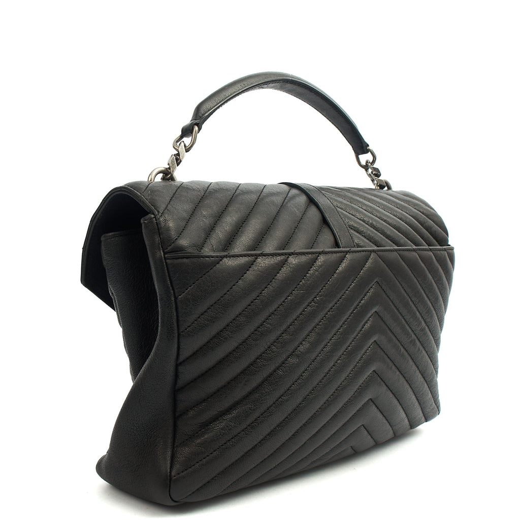 Saint Laurent Cross Body College - Large in Black, Leather — Back View