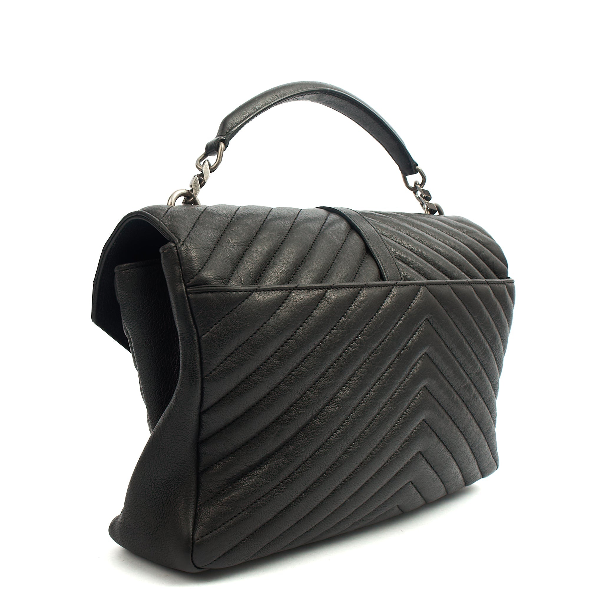 Saint Laurent Cross Body College - Large in Black, Leather — Back View