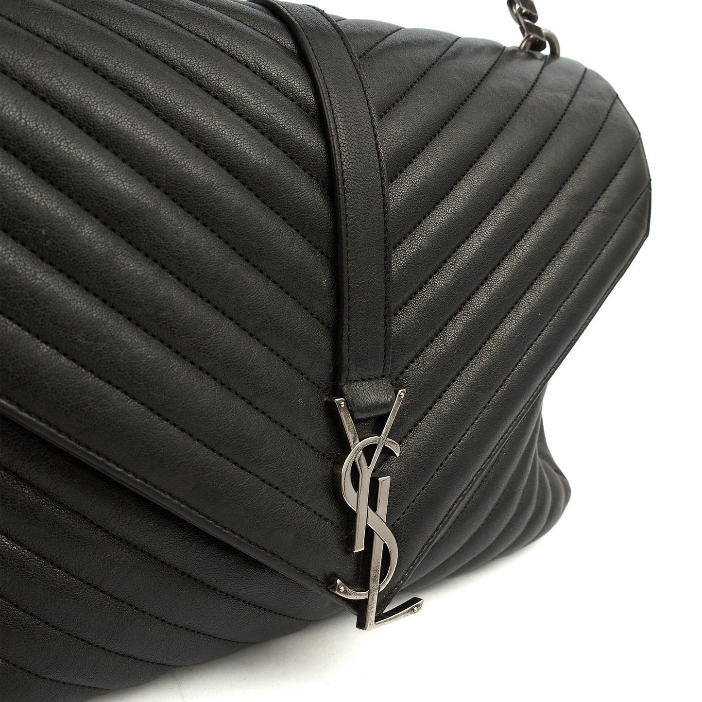 Saint Laurent Cross Body College - Large in Black, Leather — Side View