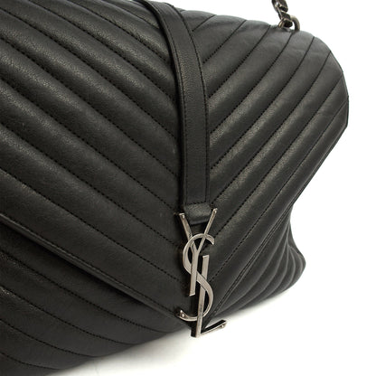 Saint Laurent Cross Body College - Large in Black, Leather — Side View