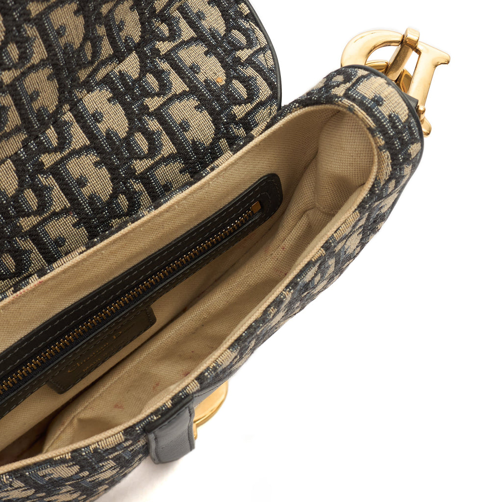 Christian Dior Shoulder Bag Saddle Bag in Blue, Dior Oblique Embroidery — Alternate View 8