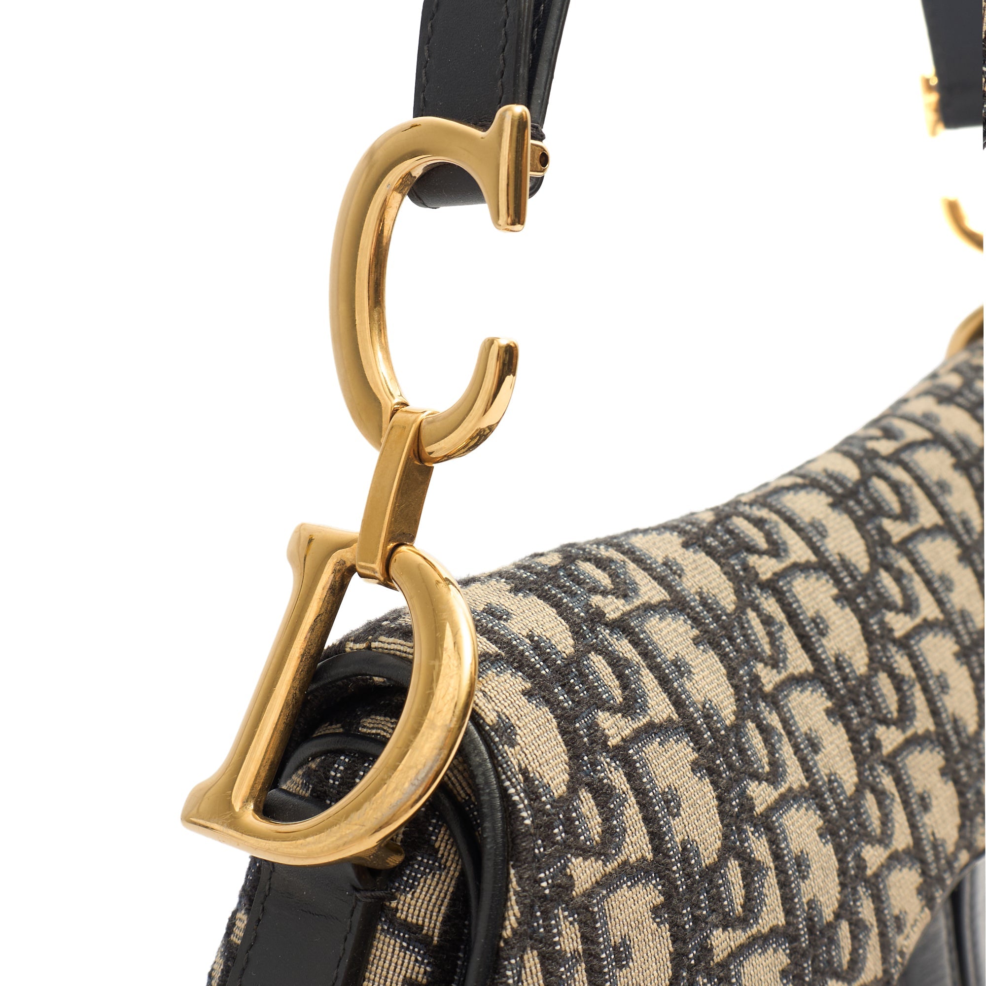 Christian Dior Shoulder Bag Saddle Bag in Blue, Dior Oblique Embroidery — Back View