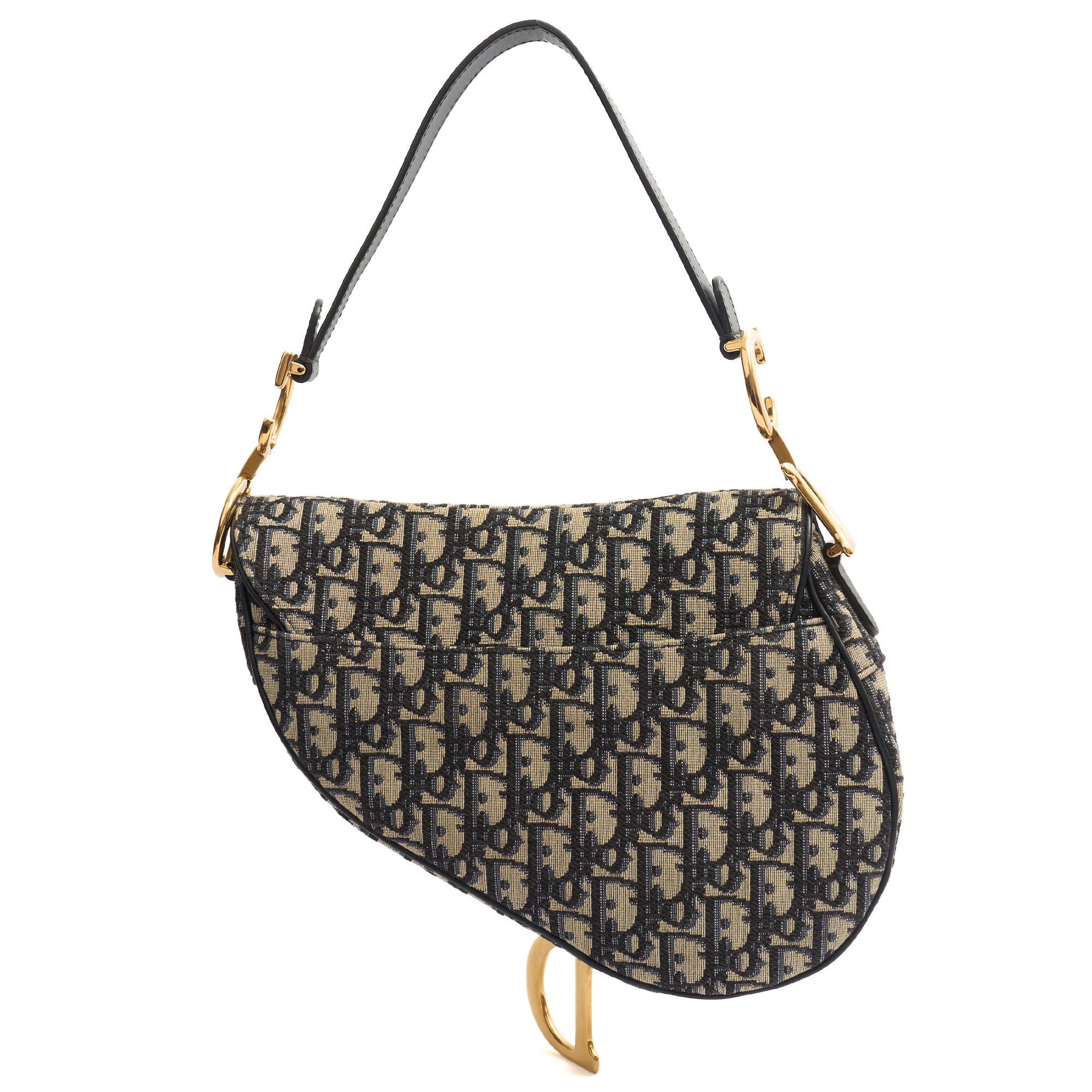 Christian Dior Shoulder Bag Saddle Bag in Blue, Dior Oblique Embroidery — Detail View
