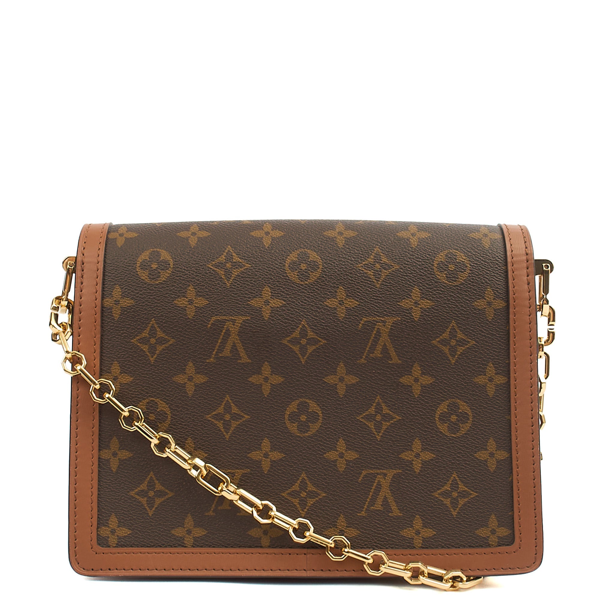 Louis Vuitton Cross Body Dauphine MM Bag in Reverse Monogram, Canvas — Back View