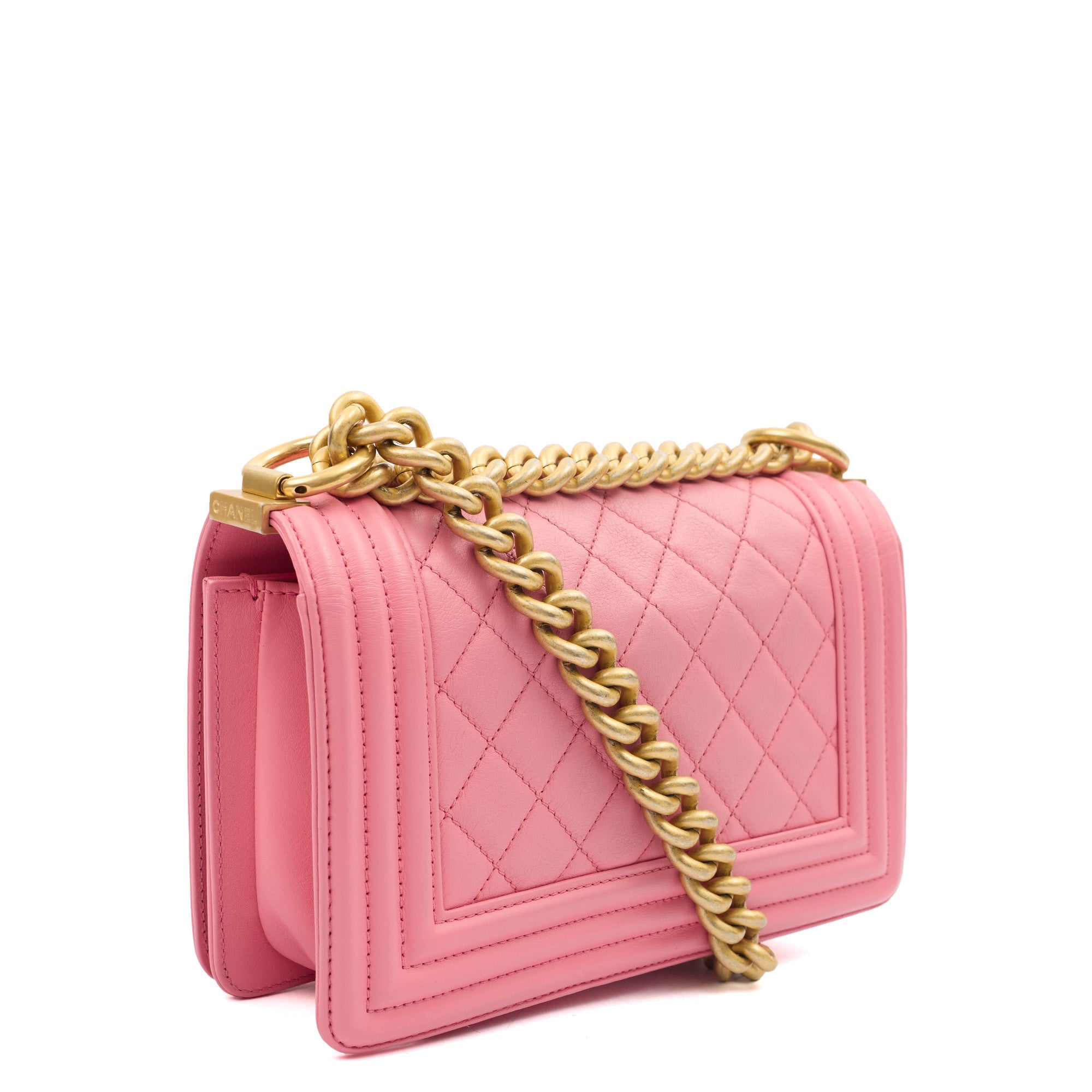 Chanel Mini Bag Boy - Small in Pink, Leather — Side View