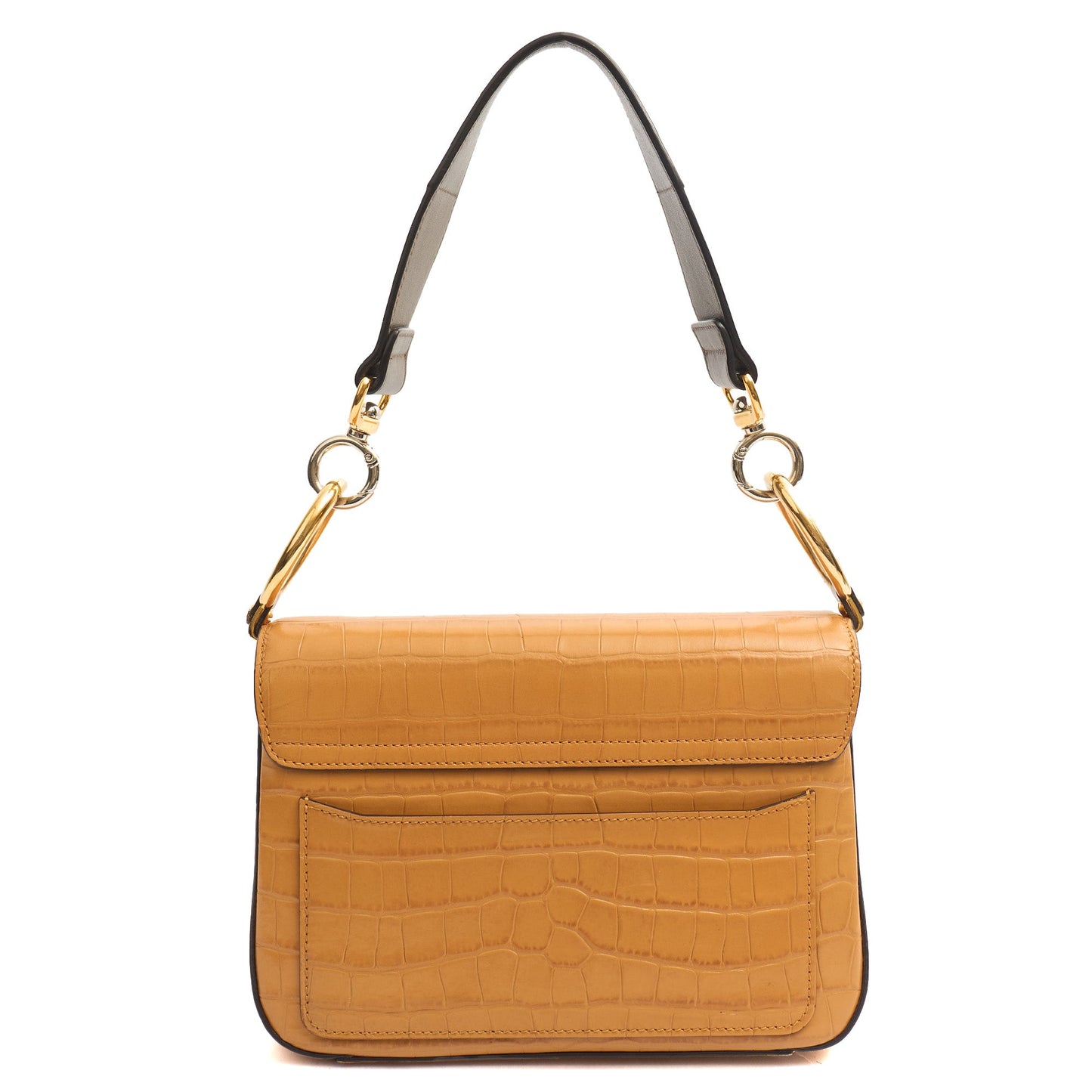 Chloe Top Handle Chloe C - Small in Brown, Embossed Croco Calfskin — Top View