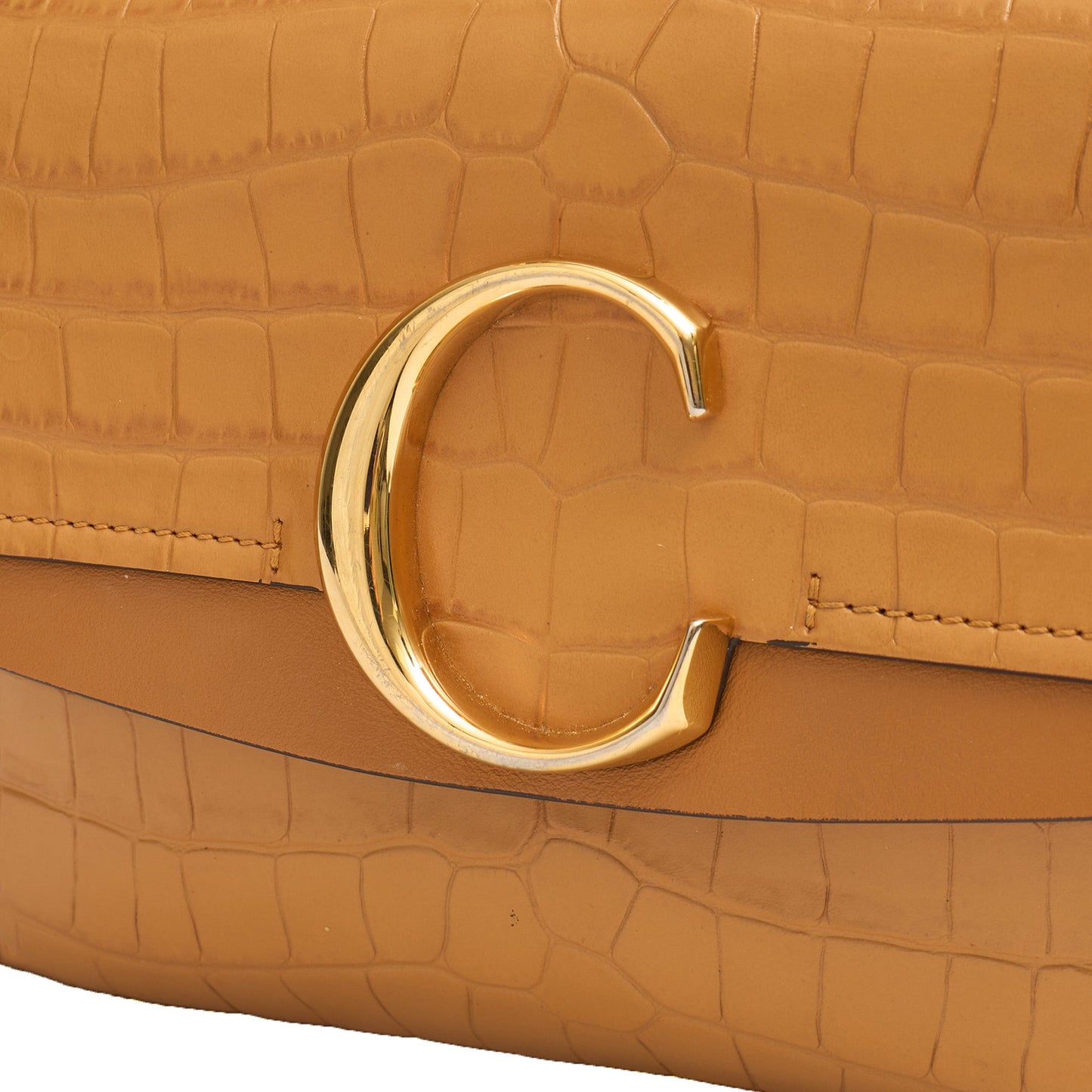 Chloe Top Handle Chloe C - Small in Brown, Embossed Croco Calfskin — Lifestyle View