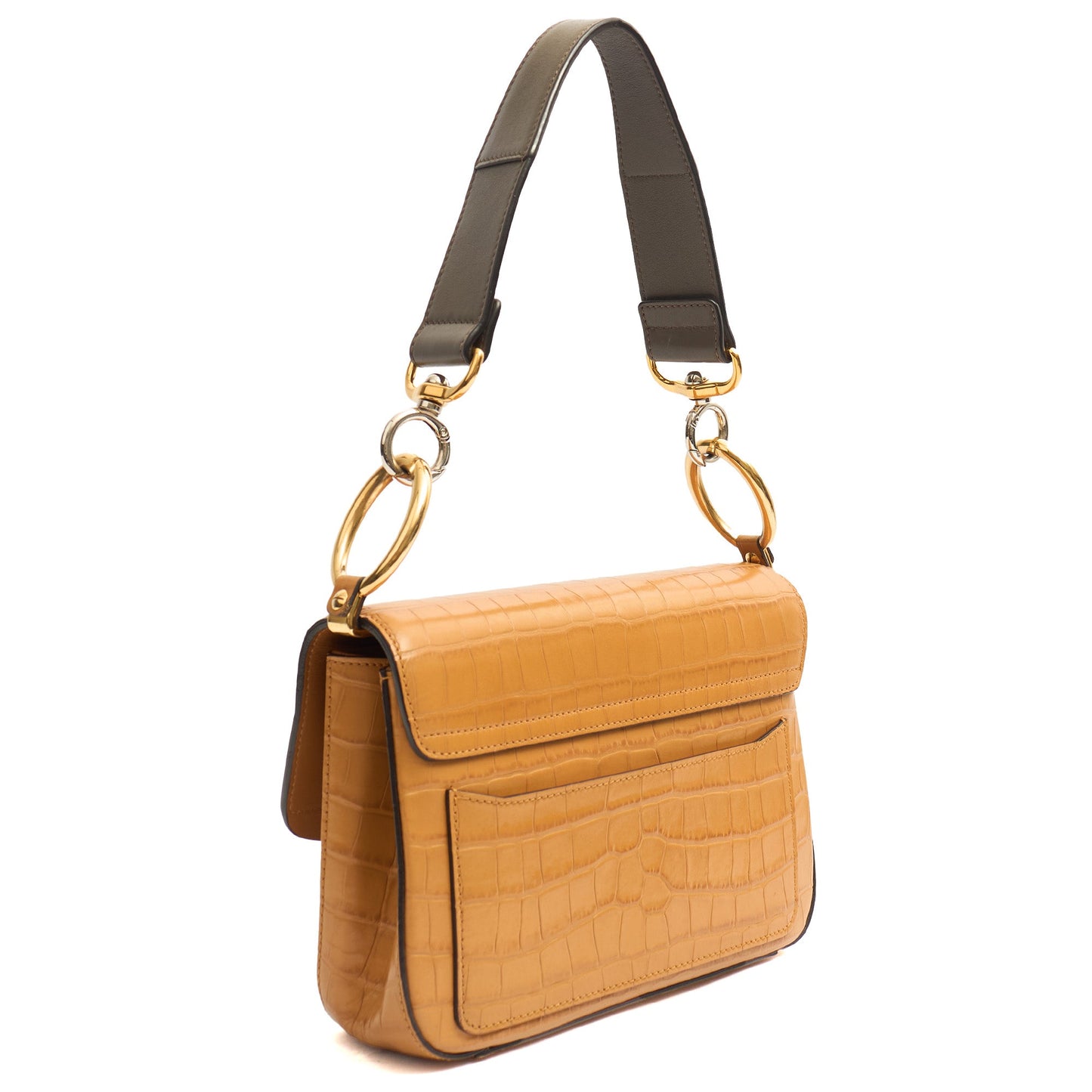 Chloe Top Handle Chloe C - Small in Brown, Embossed Croco Calfskin — Back View